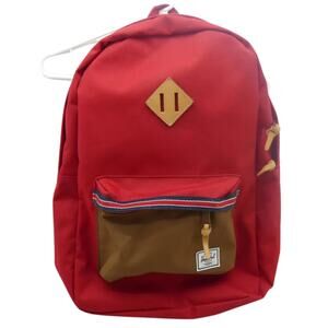 Herschel Supply Co. Heritage Red Crosshatch Offset Backpack School Laptop Bag